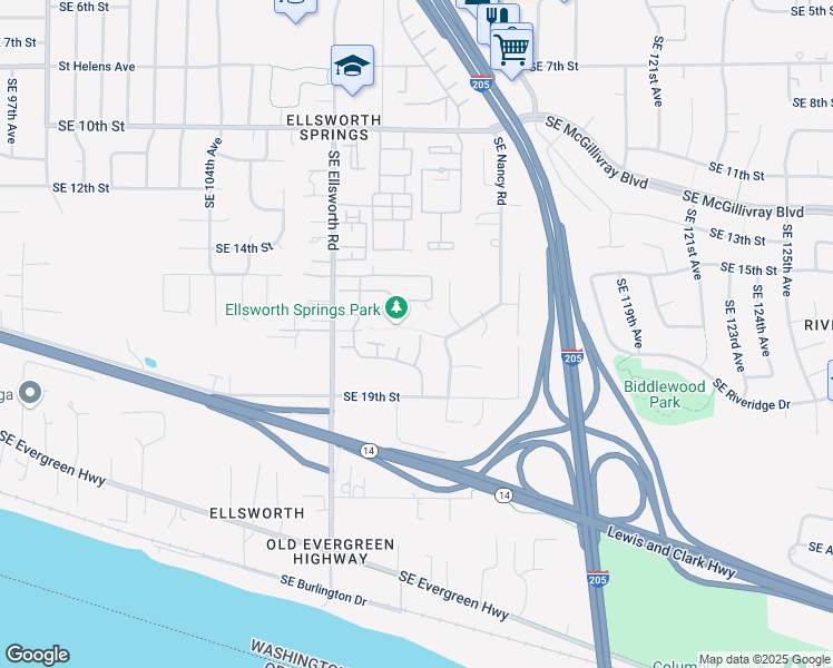 map of restaurants, bars, coffee shops, grocery stores, and more near 10806 Southeast 18th Circle in Vancouver