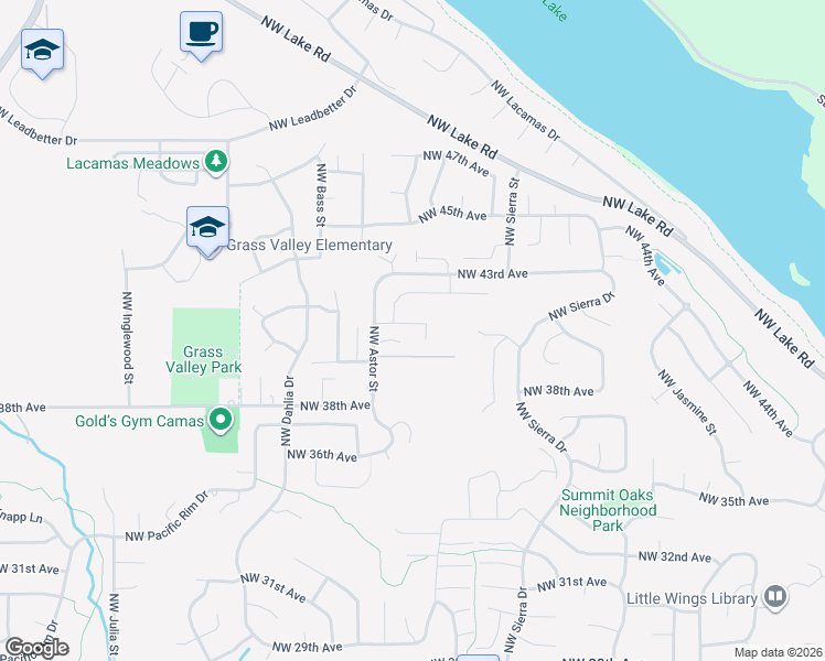 map of restaurants, bars, coffee shops, grocery stores, and more near 2310 Northwest 41st Avenue in Camas