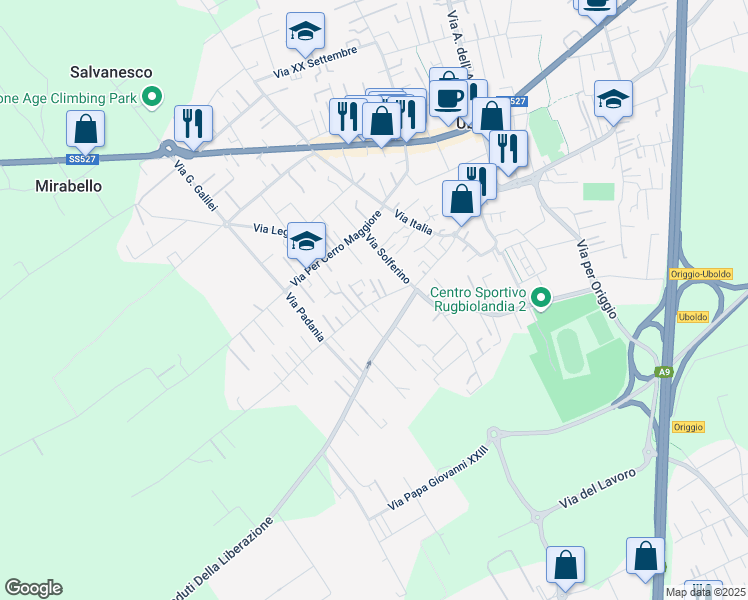 map of restaurants, bars, coffee shops, grocery stores, and more near 26 Via Pietro Madonnini in Uboldo