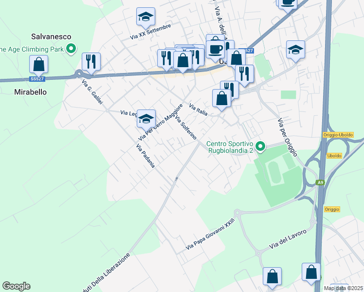 map of restaurants, bars, coffee shops, grocery stores, and more near 26 Via Pietro Madonini in Uboldo