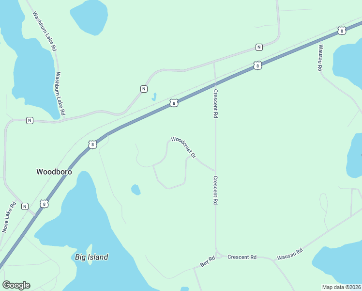 map of restaurants, bars, coffee shops, grocery stores, and more near 7189 Woodcrest Drive in Rhinelander