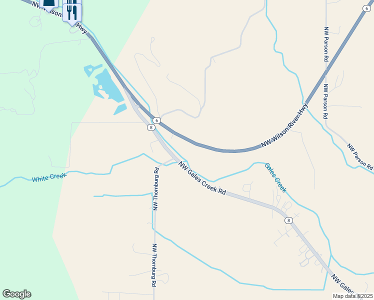 map of restaurants, bars, coffee shops, grocery stores, and more near 54730 Northwest Wilson River Highway in Forest Grove