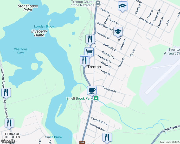 map of restaurants, bars, coffee shops, grocery stores, and more near 29 High Street in Trenton