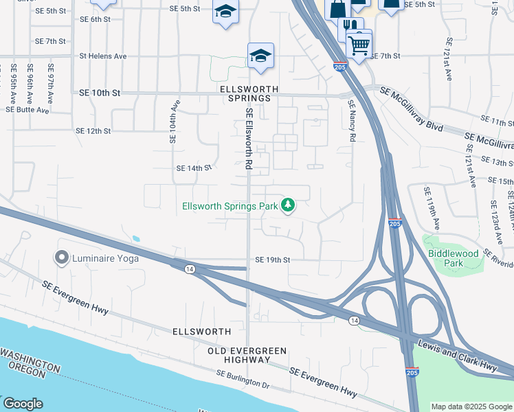 map of restaurants, bars, coffee shops, grocery stores, and more near 10800 Southeast 17th Circle in Vancouver