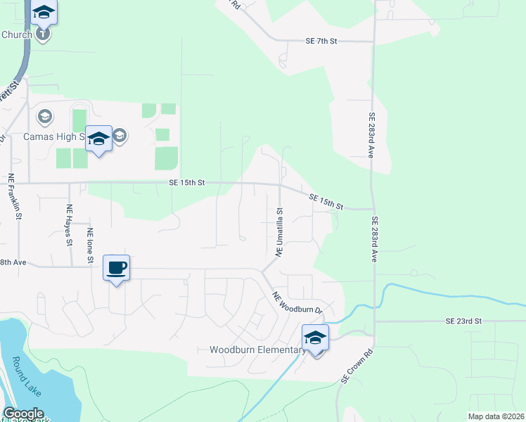 map of restaurants, bars, coffee shops, grocery stores, and more near 4121 Northeast Tacoma Court in Camas