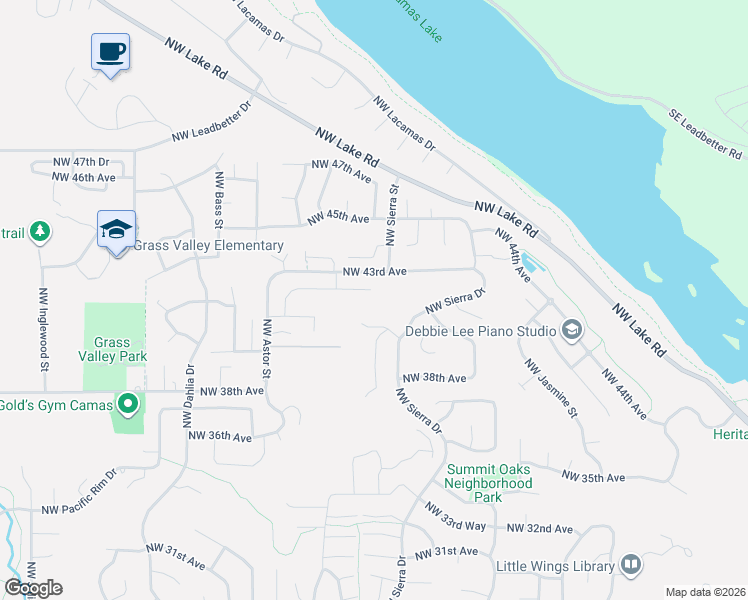 map of restaurants, bars, coffee shops, grocery stores, and more near 1916 Northwest 42nd Avenue in Camas