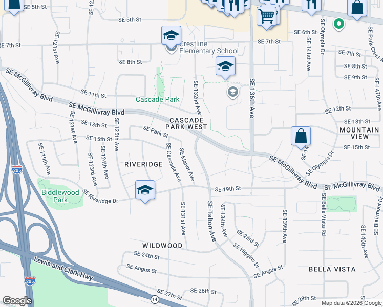map of restaurants, bars, coffee shops, grocery stores, and more near 1524 Southeast Talton Avenue in Vancouver