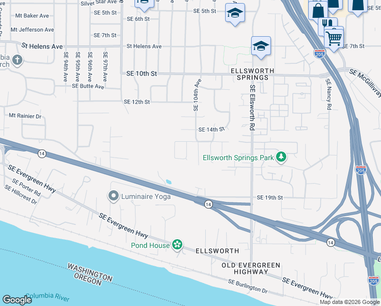 map of restaurants, bars, coffee shops, grocery stores, and more near 10316 Southeast 15th Street in Vancouver