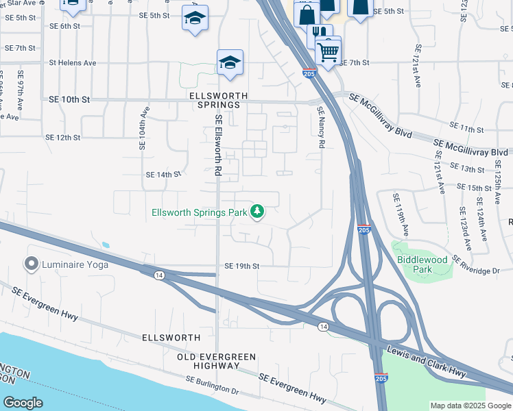 map of restaurants, bars, coffee shops, grocery stores, and more near 10800 Southeast 17th Circle in Vancouver