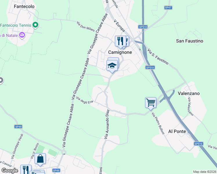 map of restaurants, bars, coffee shops, grocery stores, and more near 1 Via Armando Diaz in Camignone