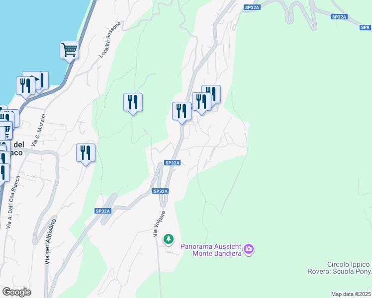 map of restaurants, bars, coffee shops, grocery stores, and more near 7 Via Bardino in Torri del Benaco
