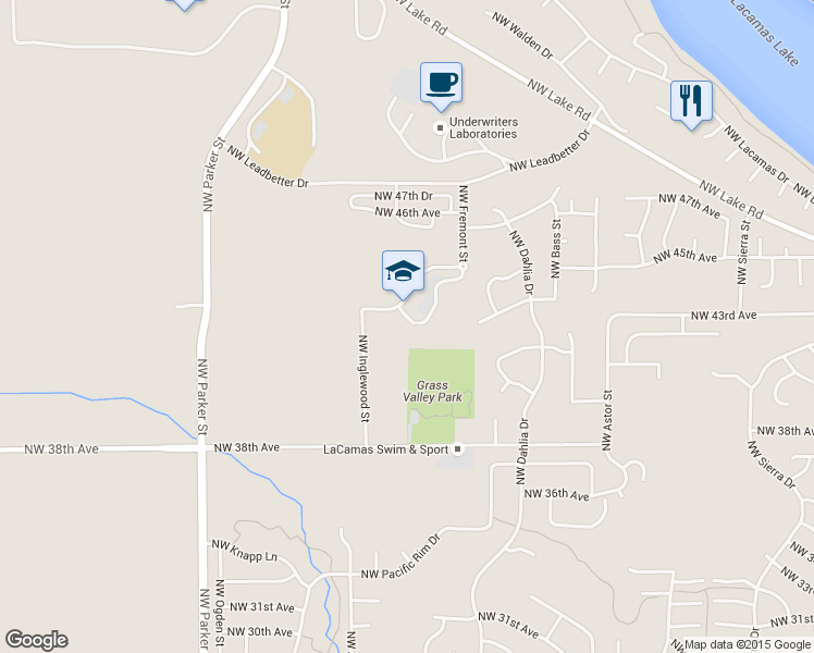 map of restaurants, bars, coffee shops, grocery stores, and more near 4229 Northwest Grass Valley Court in Camas