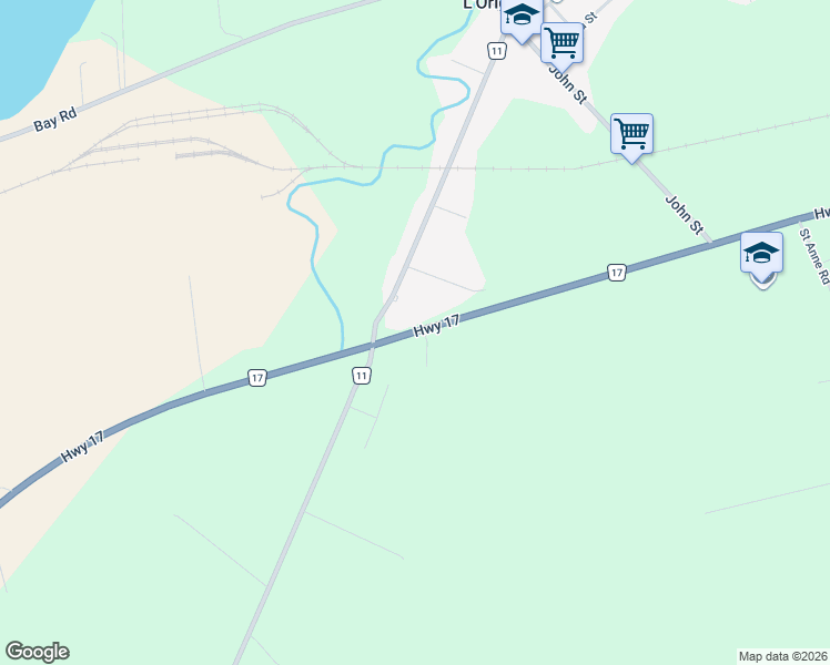 map of restaurants, bars, coffee shops, grocery stores, and more near 1002 County Road 17 in L'Orignal