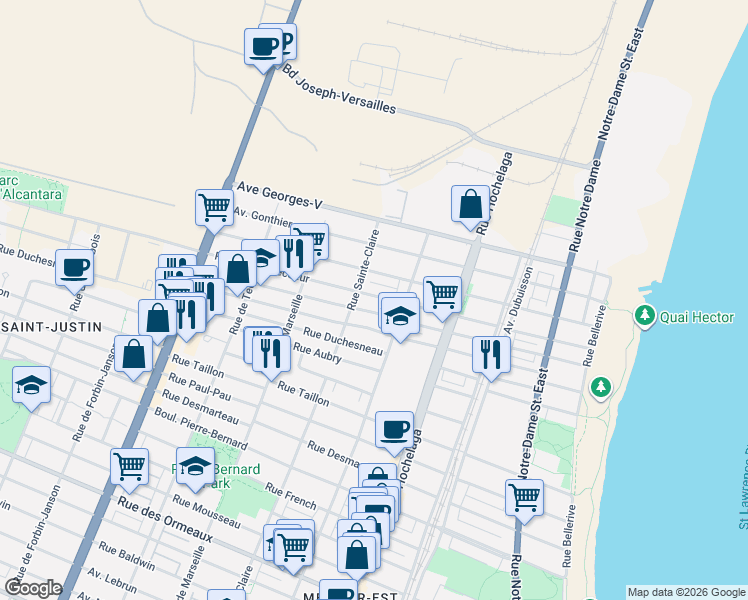 map of restaurants, bars, coffee shops, grocery stores, and more near 2764 Rue de Contrecoeur in Montréal