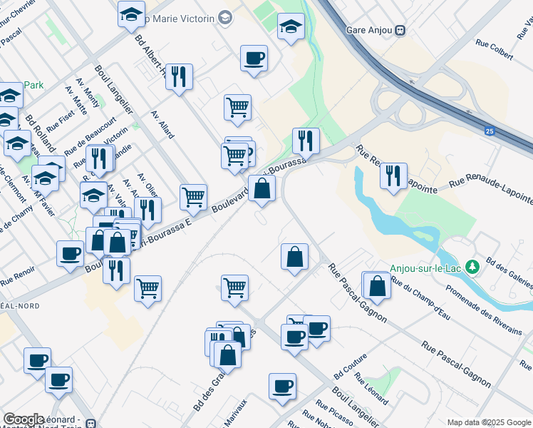 map of restaurants, bars, coffee shops, grocery stores, and more near in Montreal