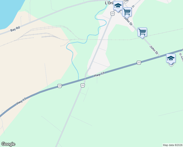 map of restaurants, bars, coffee shops, grocery stores, and more near 1002 County Road 17 in L'Orignal