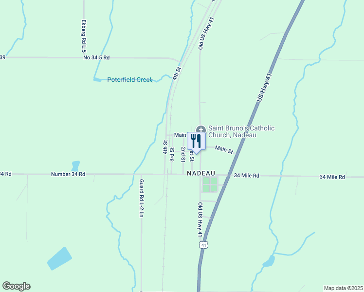 map of restaurants, bars, coffee shops, grocery stores, and more near in Menominee County