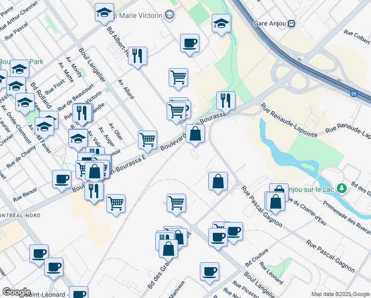 map of restaurants, bars, coffee shops, grocery stores, and more near in Montreal