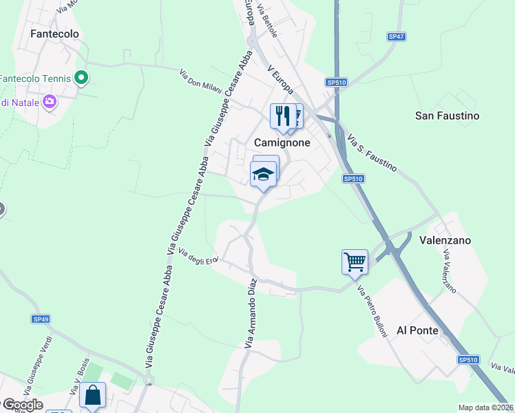 map of restaurants, bars, coffee shops, grocery stores, and more near 1 Via Armando Diaz in Camignone