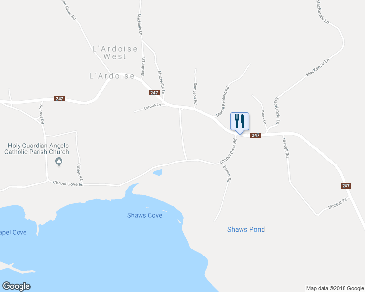 map of restaurants, bars, coffee shops, grocery stores, and more near 335 Chapel Cove Road in Saint Peter's