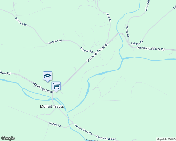 map of restaurants, bars, coffee shops, grocery stores, and more near 82 Laurel Lane in Washougal