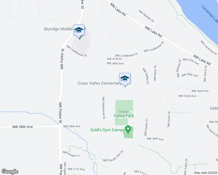 map of restaurants, bars, coffee shops, grocery stores, and more near 3321 Northwest Grass Valley Drive in Camas