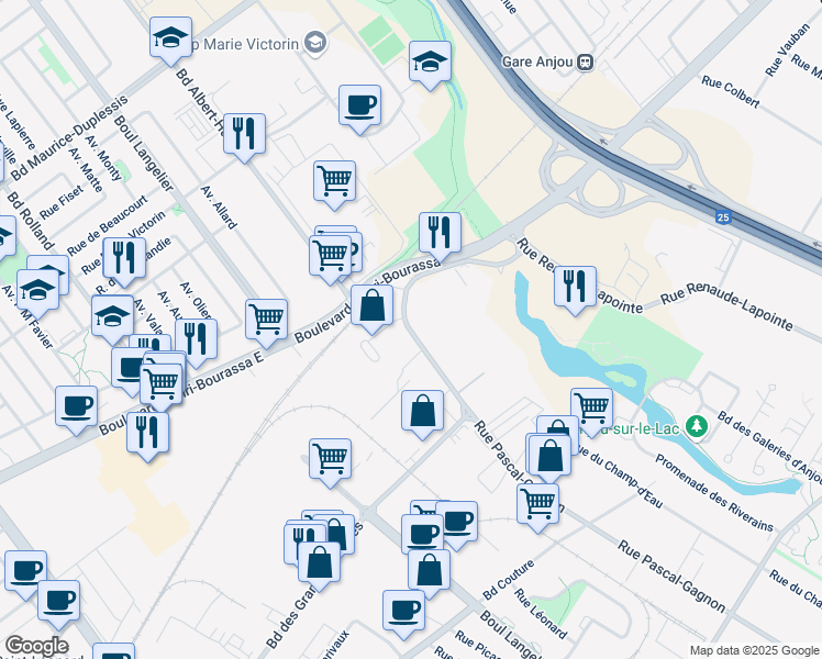 map of restaurants, bars, coffee shops, grocery stores, and more near 9500 Rue Pascal-Gagnon in Montréal
