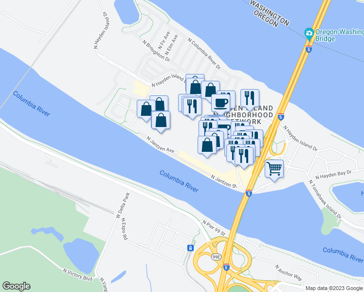map of restaurants, bars, coffee shops, grocery stores, and more near 40 in Portland