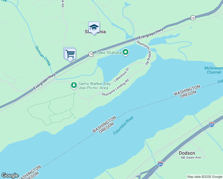 map of restaurants, bars, coffee shops, grocery stores, and more near 531 Skamania Landing Road in Stevenson