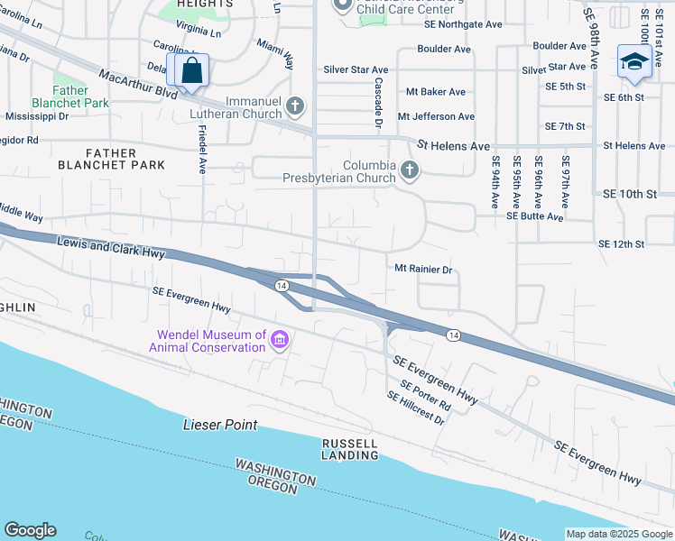 map of restaurants, bars, coffee shops, grocery stores, and more near 8405 Southeast Frances Avenue in Vancouver