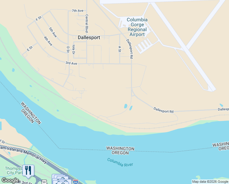 map of restaurants, bars, coffee shops, grocery stores, and more near Dallesport Road in Dallesport