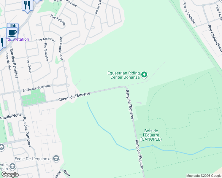 map of restaurants, bars, coffee shops, grocery stores, and more near Chemin de l'Équerre in Laval