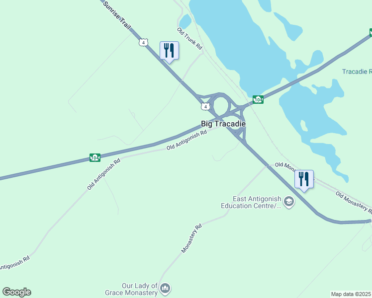 map of restaurants, bars, coffee shops, grocery stores, and more near 1348 Old Antigonish Road in Monastery
