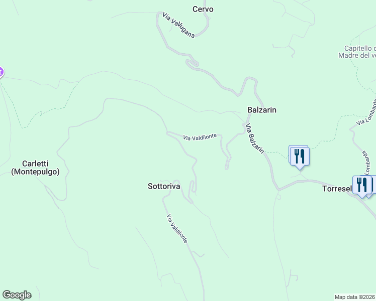 map of restaurants, bars, coffee shops, grocery stores, and more near 1 Via Valdilonte in Provincia di Vicenza