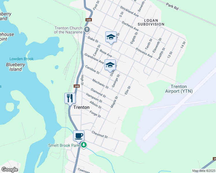 map of restaurants, bars, coffee shops, grocery stores, and more near 41 Mechanic Street in Trenton