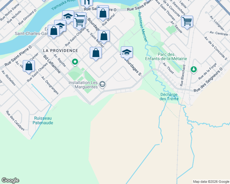 map of restaurants, bars, coffee shops, grocery stores, and more near 2331 Rue des Seigneurs Ouest in Saint-Hyacinthe