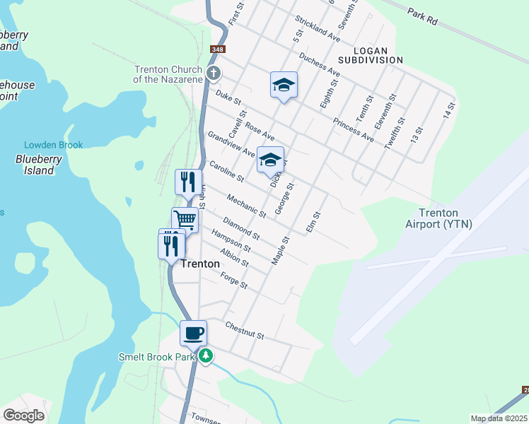 map of restaurants, bars, coffee shops, grocery stores, and more near 41 Mechanic Street in Trenton