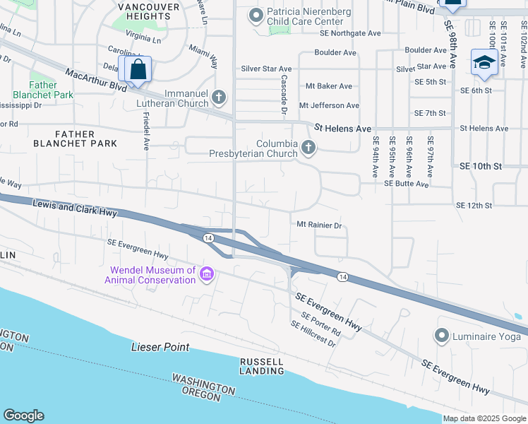 map of restaurants, bars, coffee shops, grocery stores, and more near 8405 Southeast Frances Avenue in Vancouver