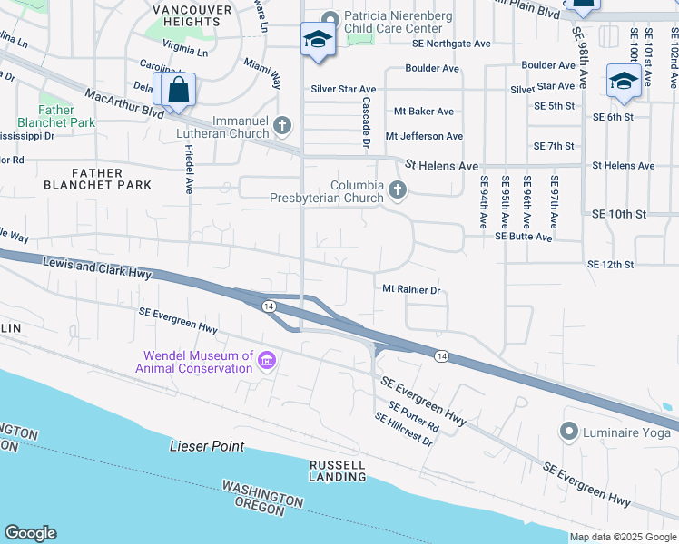 map of restaurants, bars, coffee shops, grocery stores, and more near 8405 Southeast Frances Avenue in Vancouver