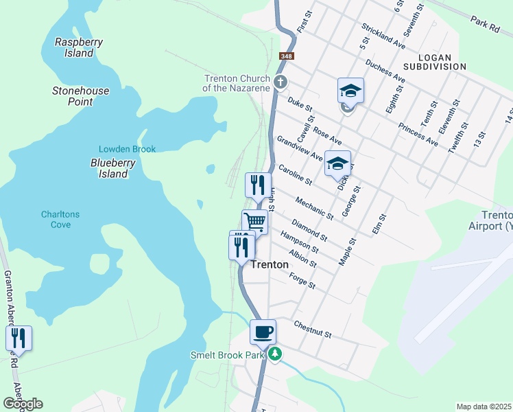 map of restaurants, bars, coffee shops, grocery stores, and more near 1 157 in Trenton