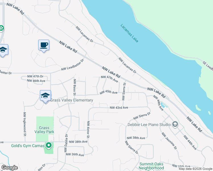 map of restaurants, bars, coffee shops, grocery stores, and more near 4658 Northwest Valley Street in Camas
