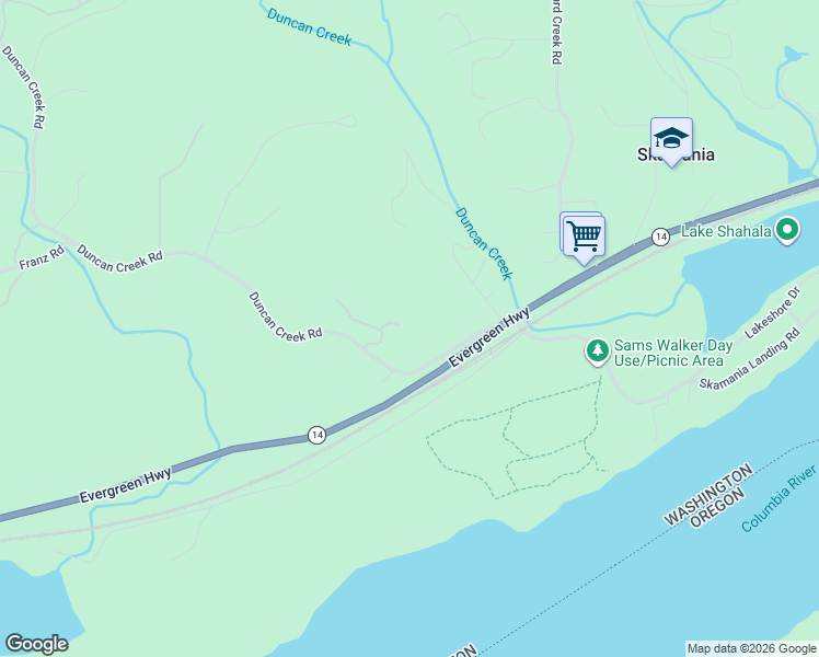 map of restaurants, bars, coffee shops, grocery stores, and more near 304 Duncan Creek Road in Stevenson