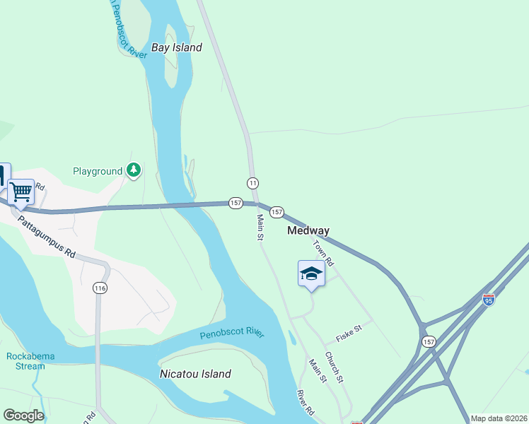 map of restaurants, bars, coffee shops, grocery stores, and more near 2 Main Street in Medway