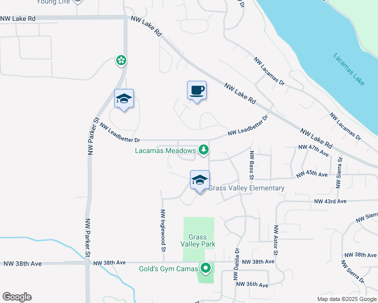 map of restaurants, bars, coffee shops, grocery stores, and more near 3133 NW 46th Ave in Camas