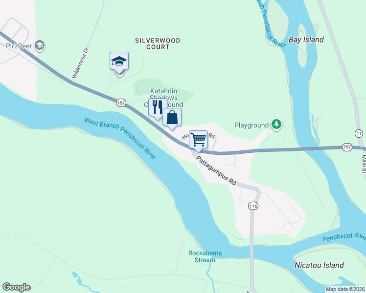 map of restaurants, bars, coffee shops, grocery stores, and more near 2166 Maine 11 in Medway