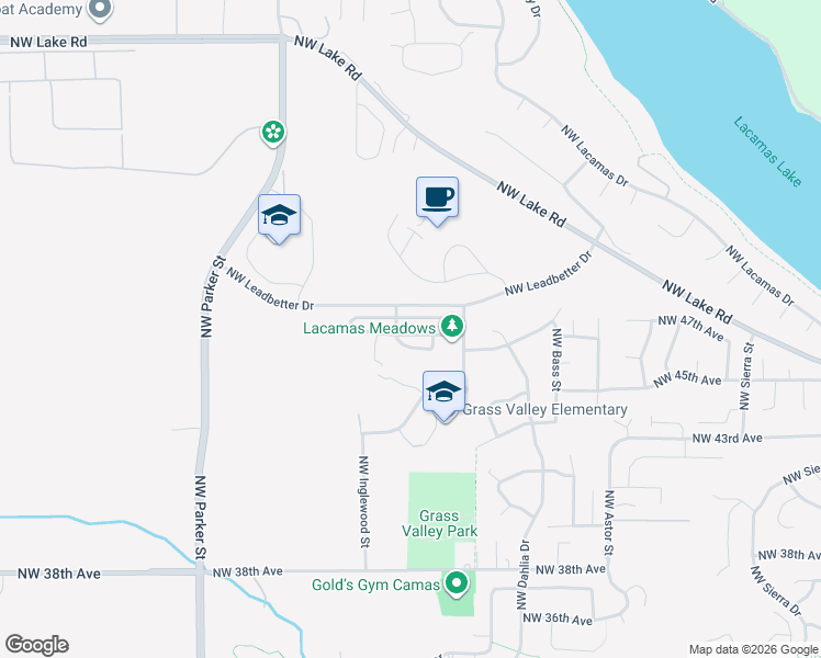 map of restaurants, bars, coffee shops, grocery stores, and more near 3211 Northwest 46th Avenue in Camas