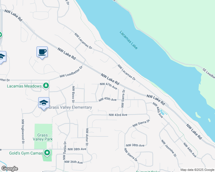map of restaurants, bars, coffee shops, grocery stores, and more near 4658 Northwest Valley Street in Camas