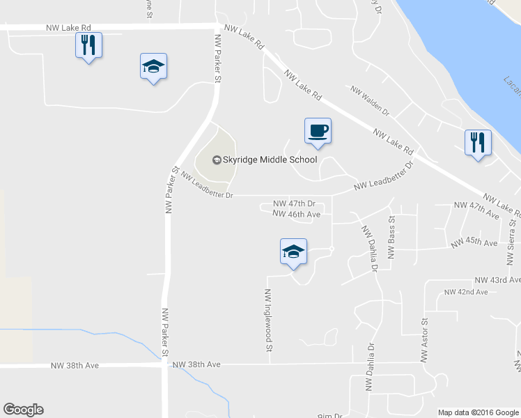 map of restaurants, bars, coffee shops, grocery stores, and more near 3431 Northwest 47th Drive in Camas