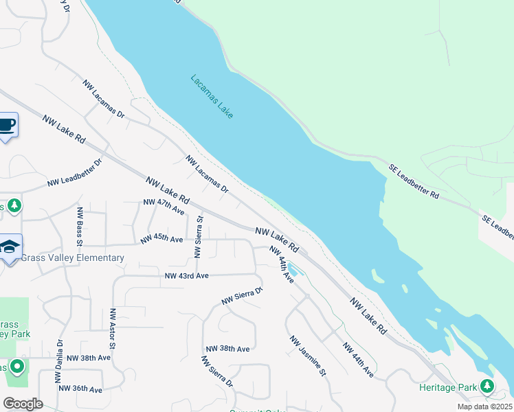 map of restaurants, bars, coffee shops, grocery stores, and more near 1539 Northwest Lacamas Drive in Camas