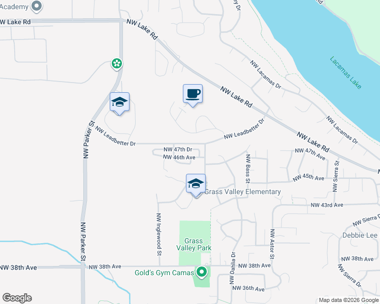 map of restaurants, bars, coffee shops, grocery stores, and more near 3133 Northwest 46th Avenue in Camas